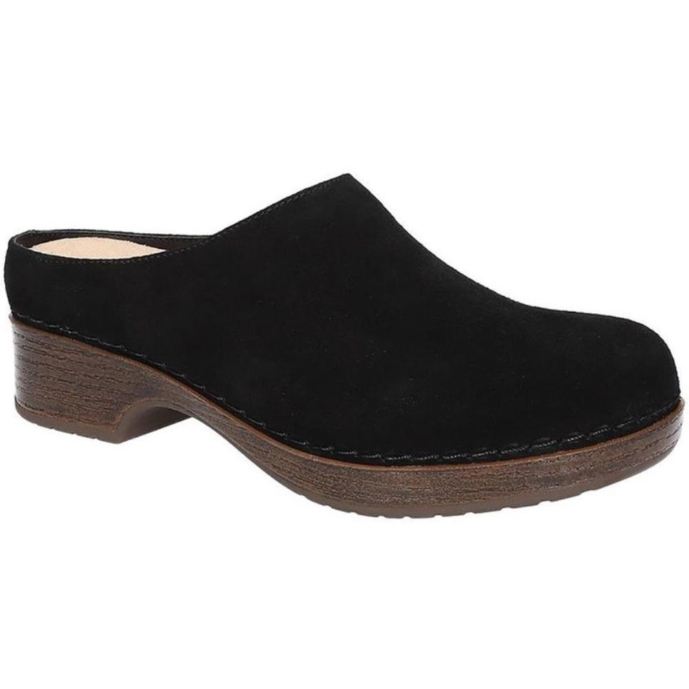 Bella Vita Motto Black Suede Leather Slip On Clogs Mules Comfort Shoes Womens 7W